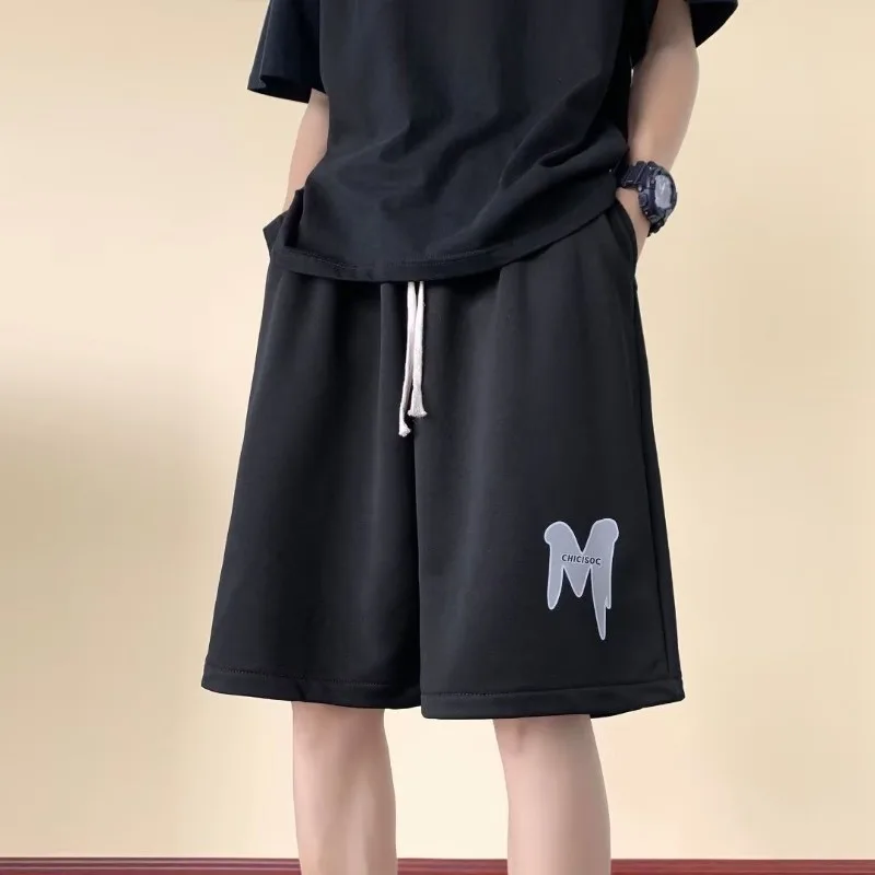 Oversized Shorts Men Deformed Letter M Shorts Fashion Brand High Street Loose Couple Five-point Shorts Basketball Short Pants