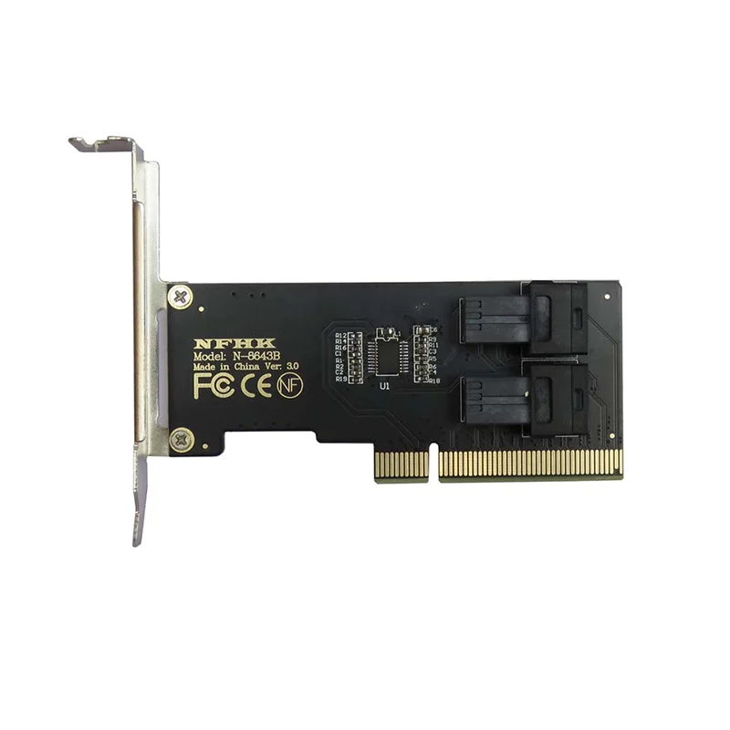 Half Height Bracket Adapter Card, PCIe 3.0, 4.0 to 2 Port, SFF-8643, U.2, U.3