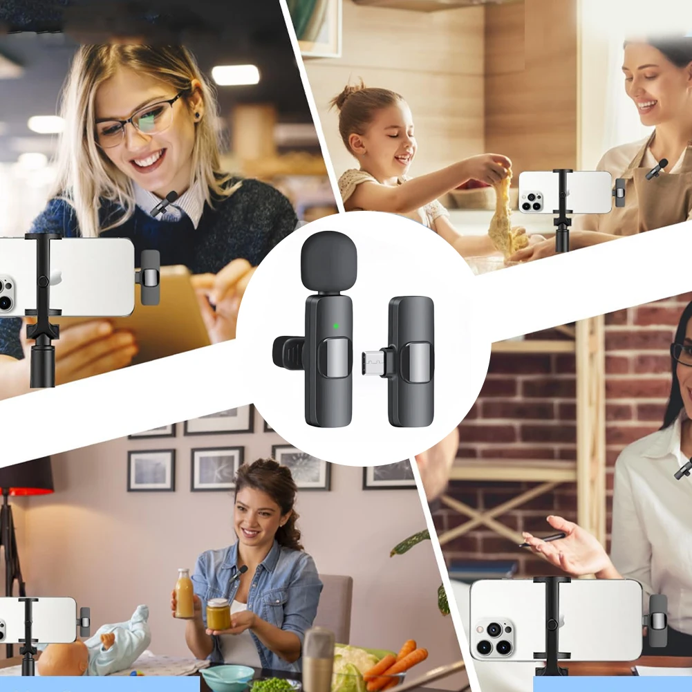 2 In 1 비디오 녹화 마이크 소음 차단 휴대용 오디오 녹음 마이크 인터뷰 비디오 팟캐스트 용 미니 마이크 시스템
