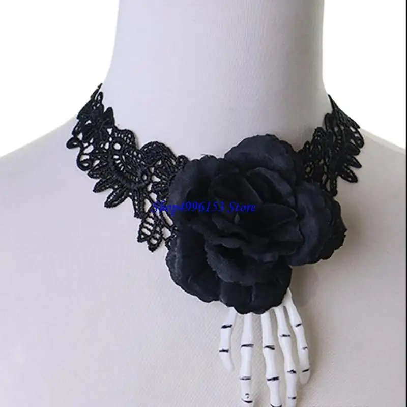 

Q0KE Halloween Skull Floral Headband Gothic Party Hair Accessory For Women Men Kids