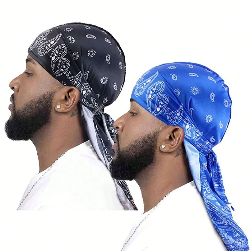 Turban Hat Printed Wigs Biker Headwrap Pirate Hats For Men Hair Accessories Long Tail Straps Bandanas Pirate Hat Pirate Costume