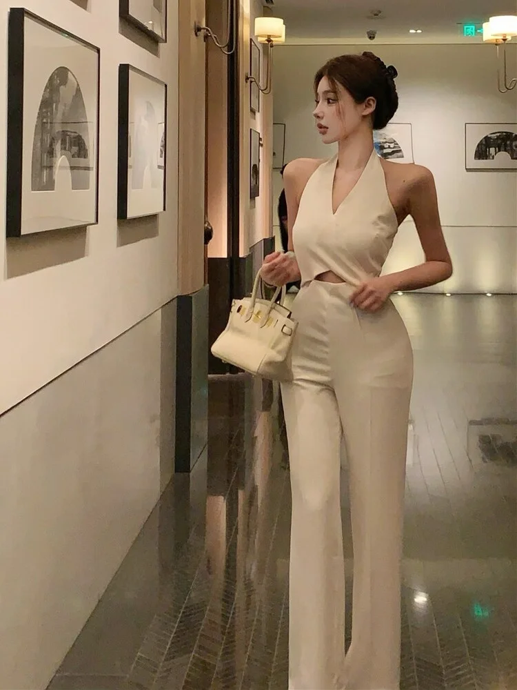 

Брюки Ele White V-Ne Hanging Ne-Piece для женщин, с высокой талией, прямые, длинные, осенне-зимняя новинка