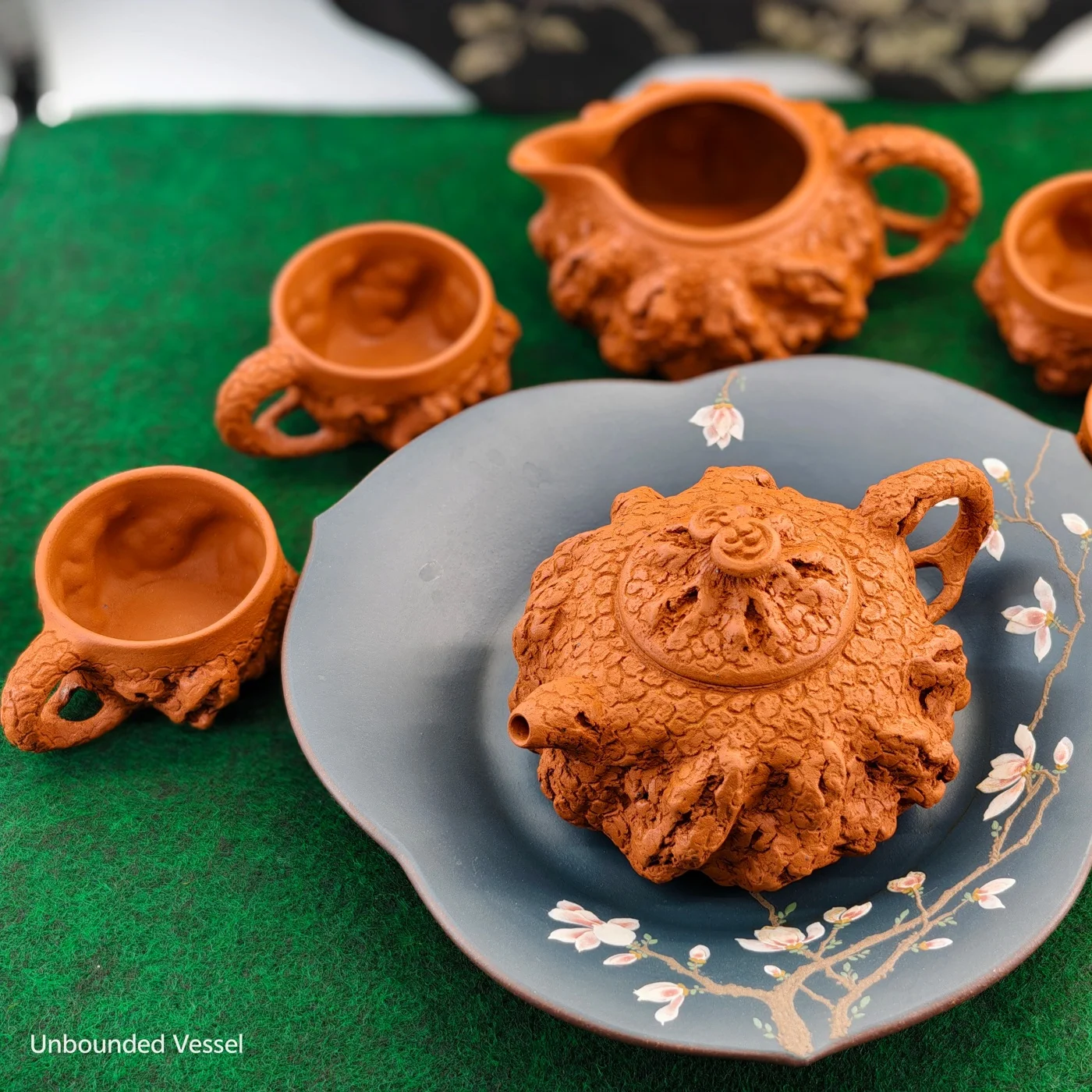 Dahongni Yixing Zisha Teapot Set - 100% Full Handmade Gongchun Tree Burl Design, Investment-Grade 6pcs Chinese Tea Pot Set
