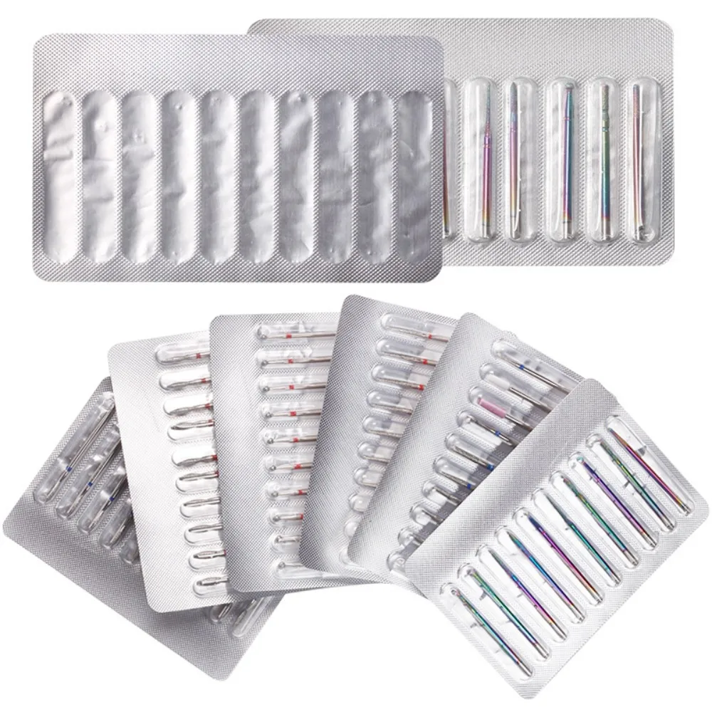 10 stks/set Carbide Diamond Nail Art Boor Slijpen en Polijsten Cuticle Clean Cuticle Bit Kit Manicure Gereedschap Roterende Bramen