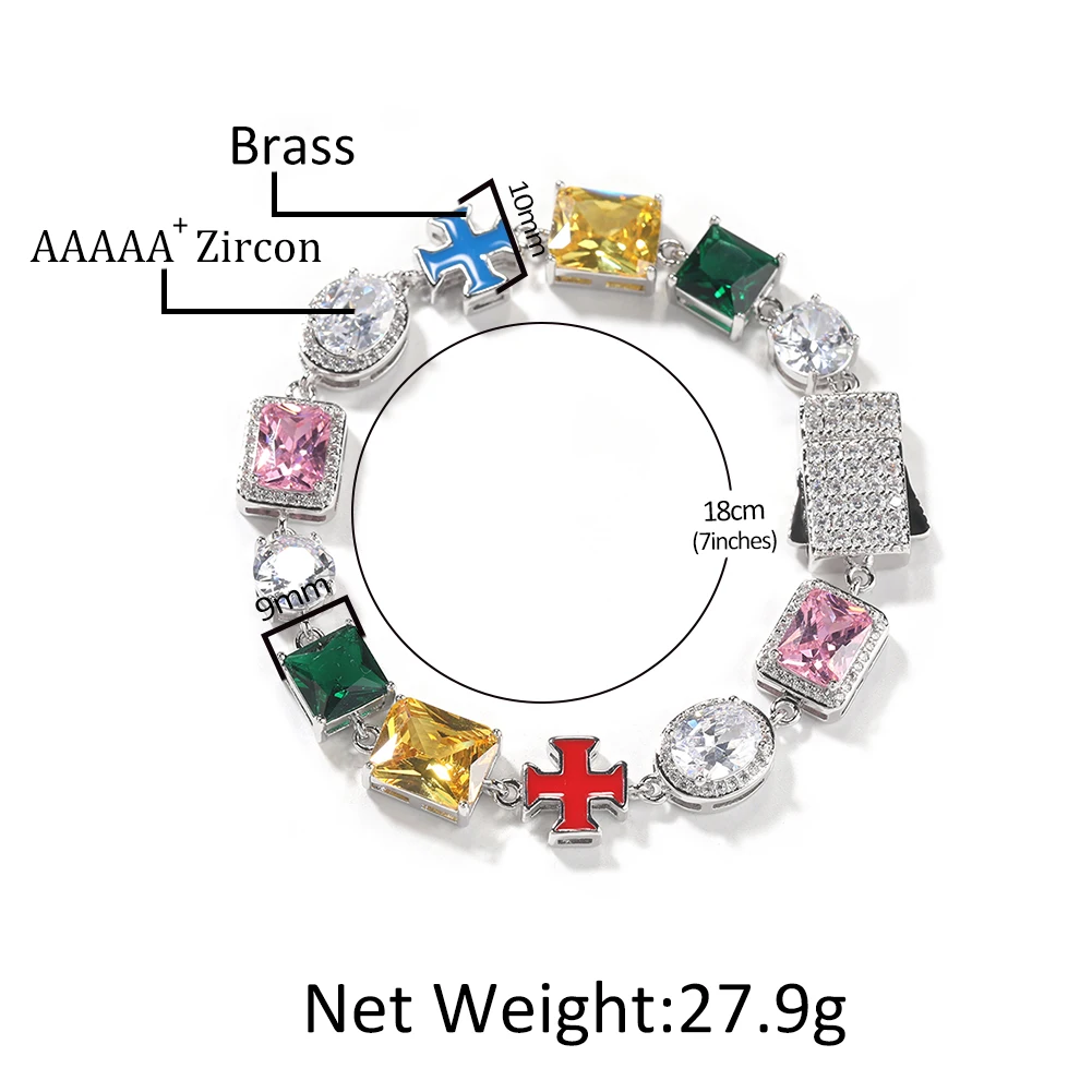 THE BLING KING Multi Color Oil Chain Gem Necklace Iced Out 5A+ Colorful Cubic Zircon Luxury Bracelet Necklace Hiphop Jewelry