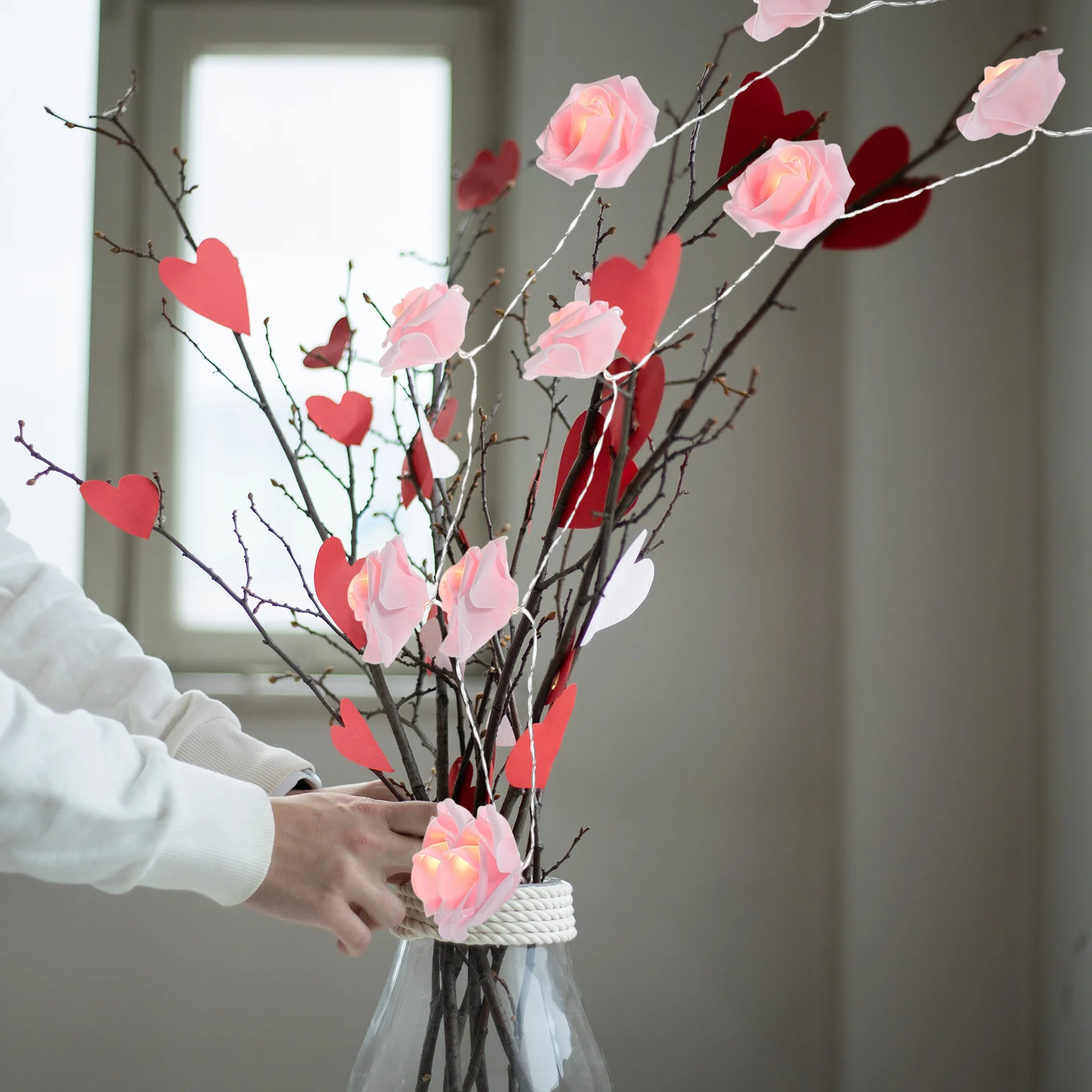 أضواء خرافية تعمل بالطاقة LED على شكل زهرة الورد لتزيين حفلات الزفاف وأعياد الميلاد وعيد الحب في الأماكن المغلقة والخارجية #4