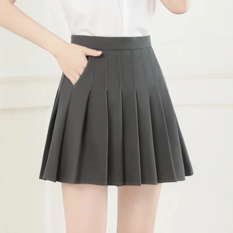 

Skirts For Women Summer Korean Style Ropa De Mujer High Waisted Mini Skorts Falda Plisada Mujer Black Pleated Skirt With Pockets