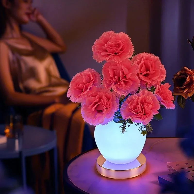 Rechargeable Champagne Rose Night Light - Creative Decor, Romantic Gift for Bedroom