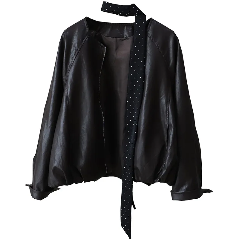 بارد ort جلد Jaet المرأة القهوة اللون الرجعية Sle دراجة نارية Jaet الخريف وصول جديد رقيقة بو معطف جلد ل Youn... #5