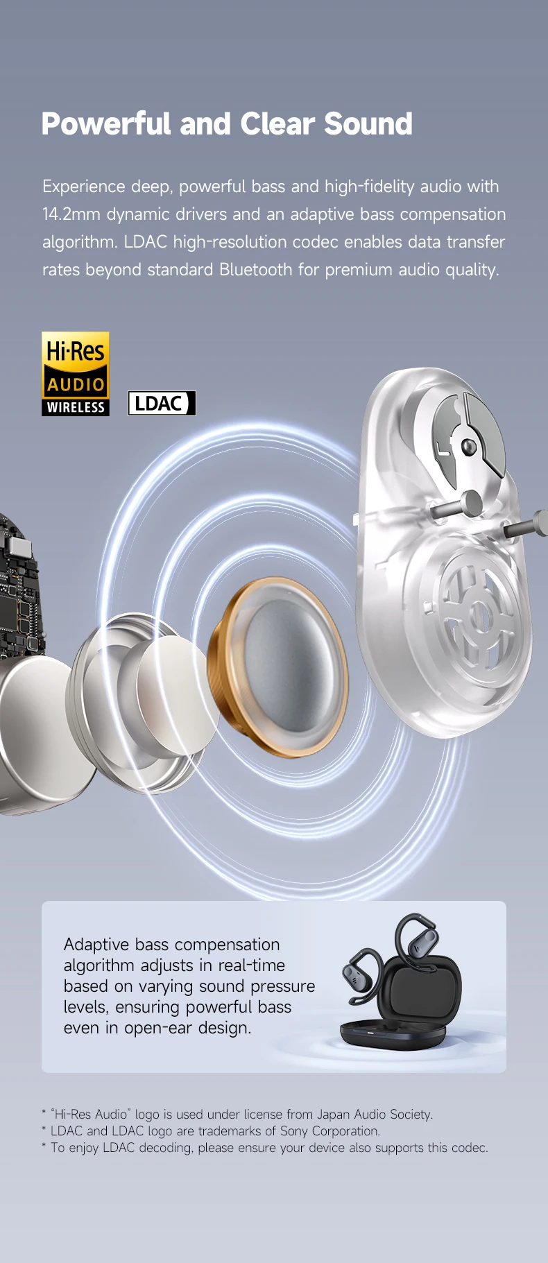 Edifier Comfo Flex Open-Ear True Wireless Ohrhörer Hi-Res Audio 40 Std. Spielzeit KI-Anruf-Geräuschunterdrückung Bluetooth 5.4 Kopfhörer – Detail 4
