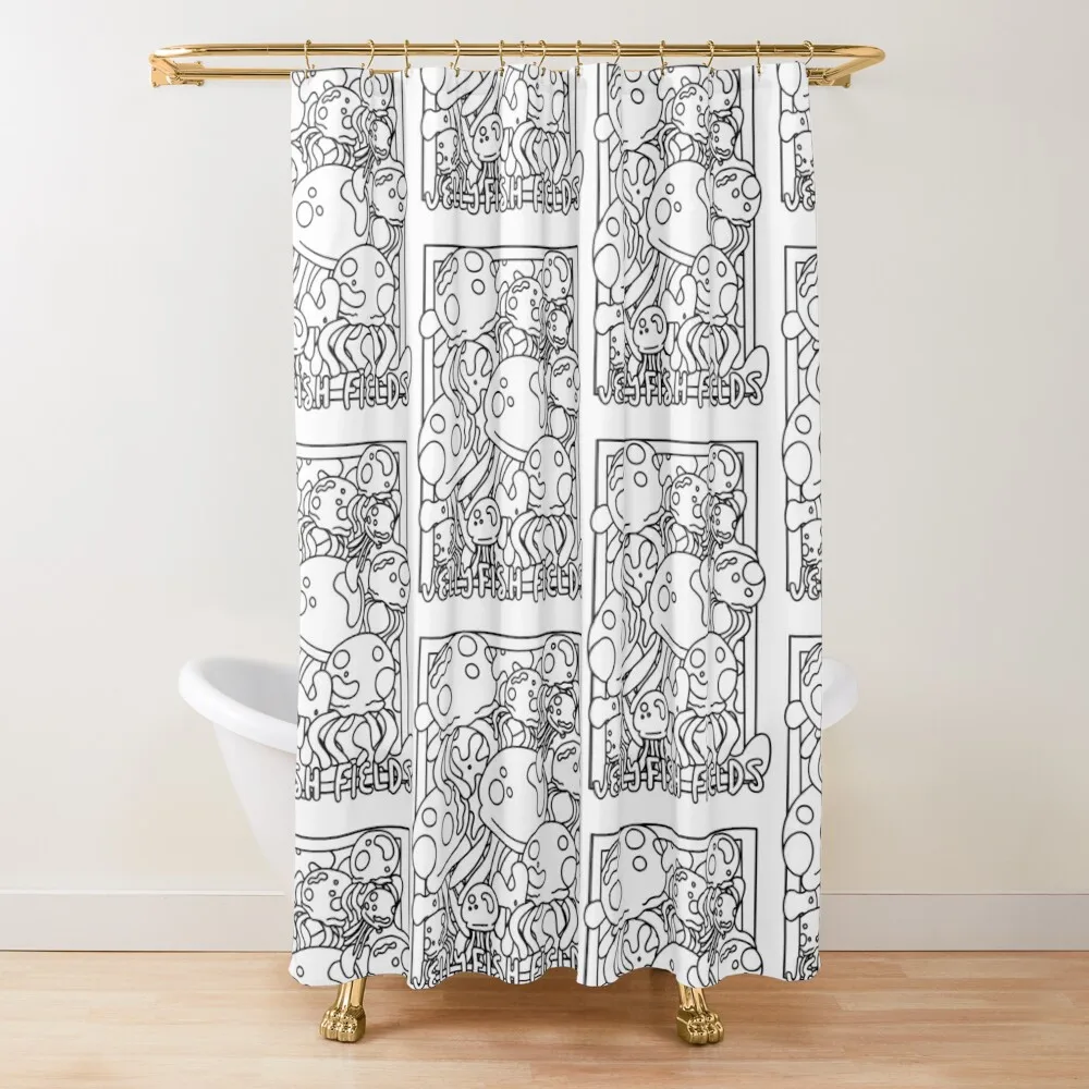 

Jellyfish Fields Line Art Shower Curtain Modern Accessory Bathrooms Waterproof Shower Bathroom Accessorys Curtain