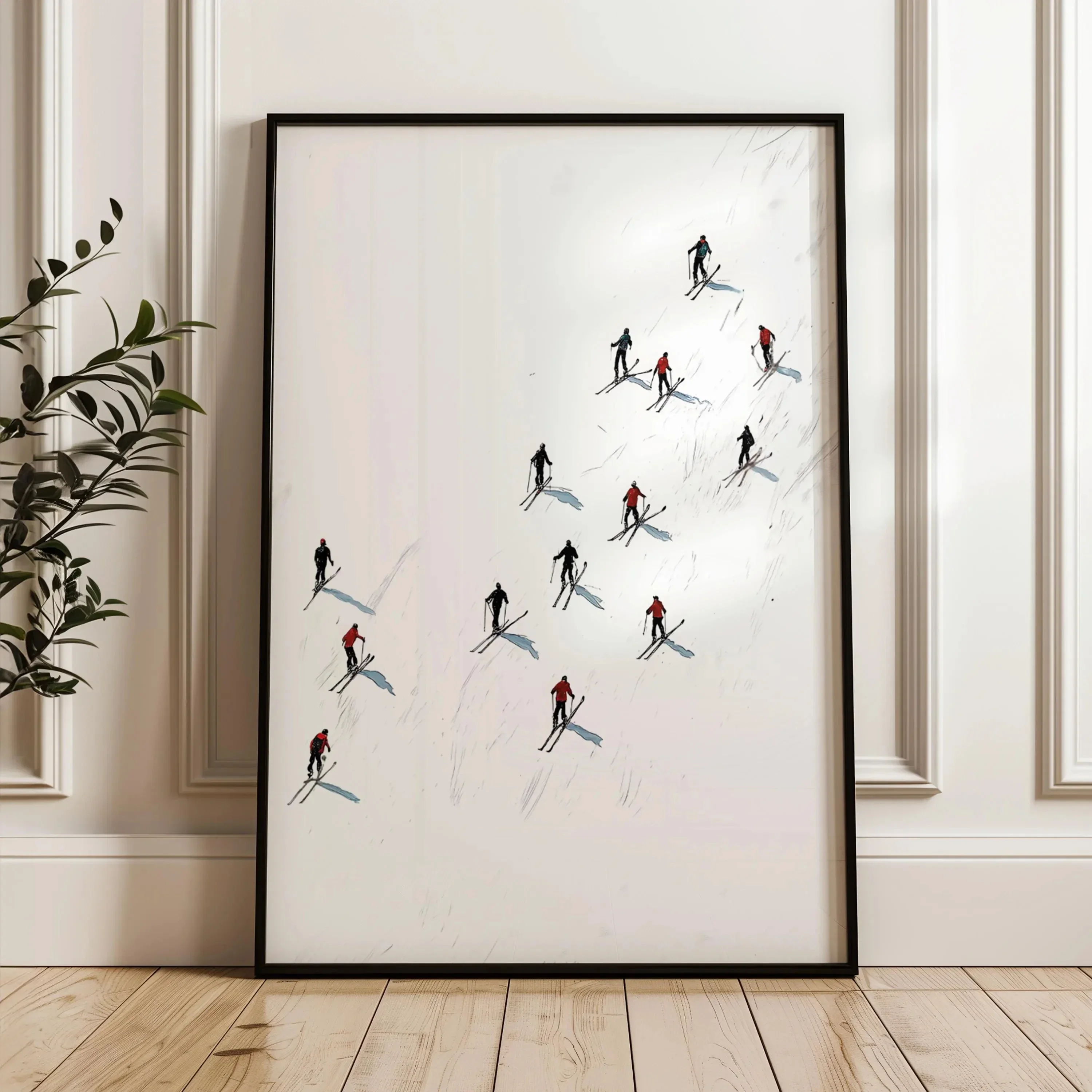 Minimalist Ski Art Print Winter Home Deaor, White Wall Art, Snow Wall Art Poster, Ski Art Prints, Winter Apres Ski Prints