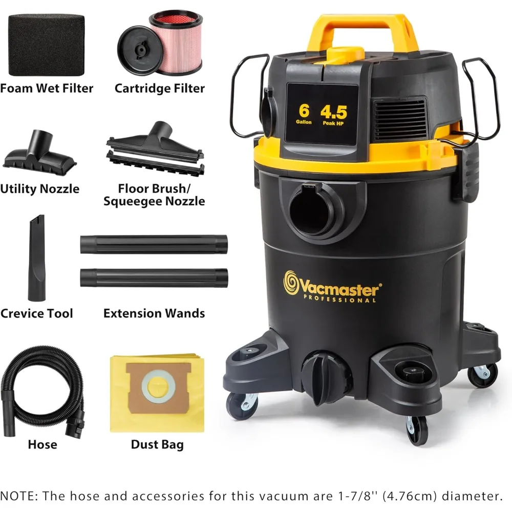 6 Gallon 4.5 HP Wet/Dry Vacuum with Self-Cleaning Filter System