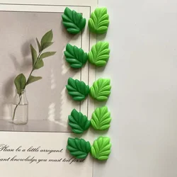 10Pcs Cute Creative Small Leaves Resin Refrigerator Magnets Stereo Magnet Message Stickers Decorations.