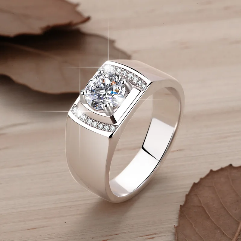 

Luxury Men's Fashion Ring PT950 Platinum 1CT Moissanite Versatile Business Daily Anniversary Gift