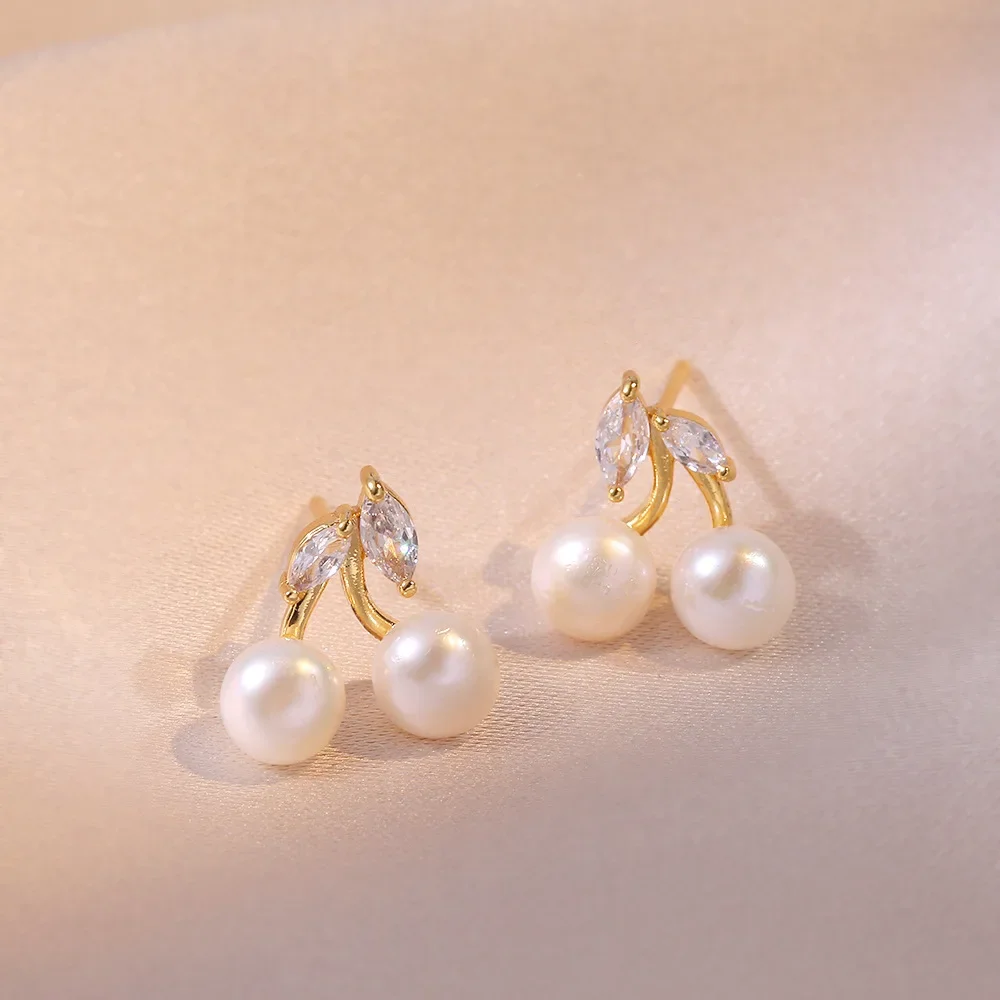 

Fashion cute cherry natural freshwater pearl earrings for women