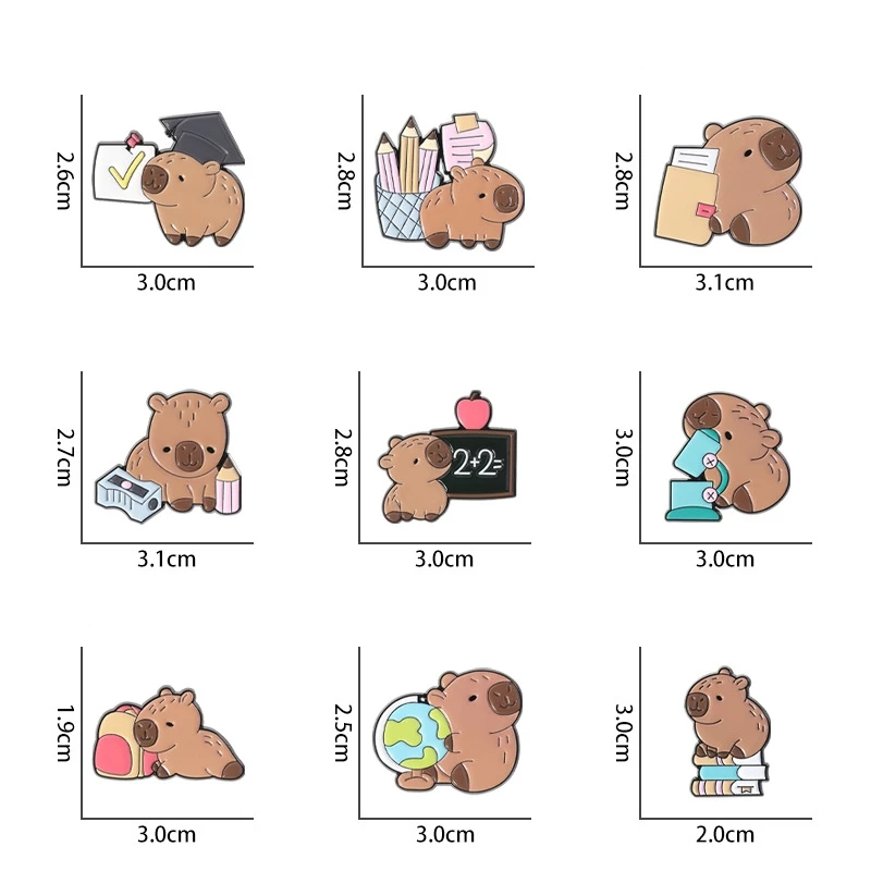 Cute Cartoon The Learning Loving Capybara Enamel Brooch Creative Animal School Supplies Lapel Pin Badge Gift For Kid Friend