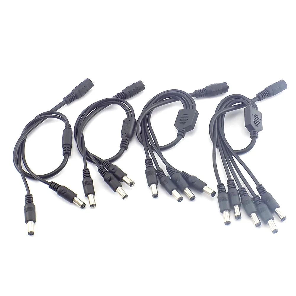 1 To 2/3/4/5/6/8 Way DC Power Splitter Cable For CCTV Camera Adapter Connector Female To Male Plug Power Supply Wire 2.1*5.5mm