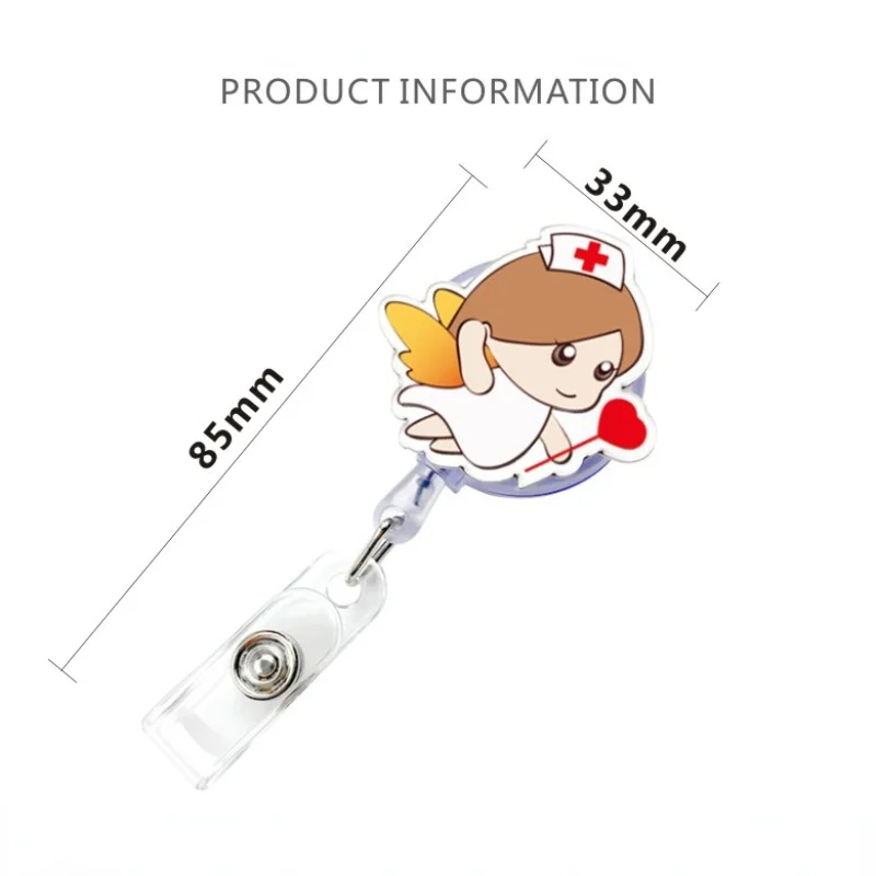 Imagem -05 - Cartoon Retractable Badge Clips Enfermeira Médico Working Permit Exposição Easy Pull Keychain id Tag Borda Carretéis