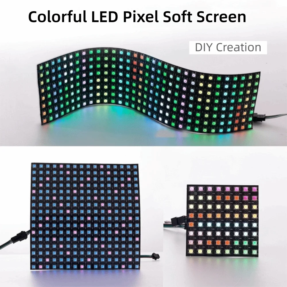RGB Full Color WS2812B LED Panel Flexible DC5V Dot Matrix Display Module Pattern Programming 8x8 16x16 8x32 Pixel Screen Module