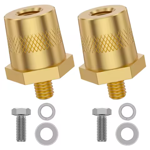 1 Pair Battery Pole Adapter Brass Battery Terminal Connector M6 Thread Positive Negative Battery Post Connector Terminal Adapter