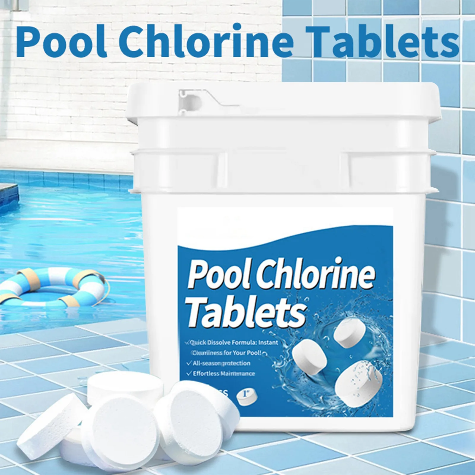 24 uds/botella de tabletas de cloro, tabletas de cloro y bromo, limpiador de piscinas, Spa, suministros de limpieza de piscinas para el hogar