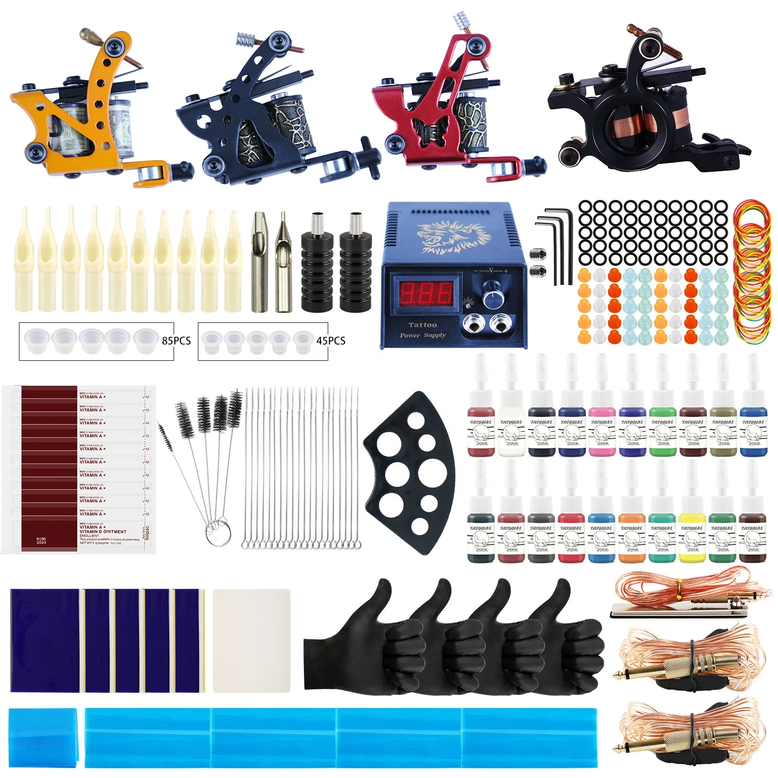 

Tattoo Machines Kit With Inks Power Supply Tattoo Grips Complete Tattoo Set Accessories Supplies Body Art Tools