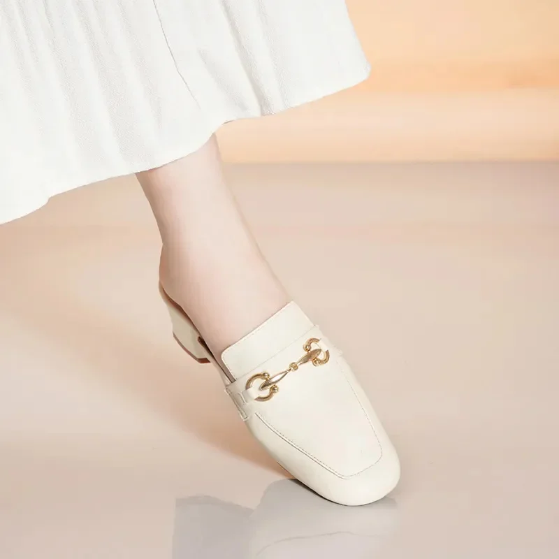 Zapatos De Mujer Women Classic Pointed Toe High Quality Spring & Autumn Square Heel Shoes Lady Casual Comfort Beige Pumps E1465