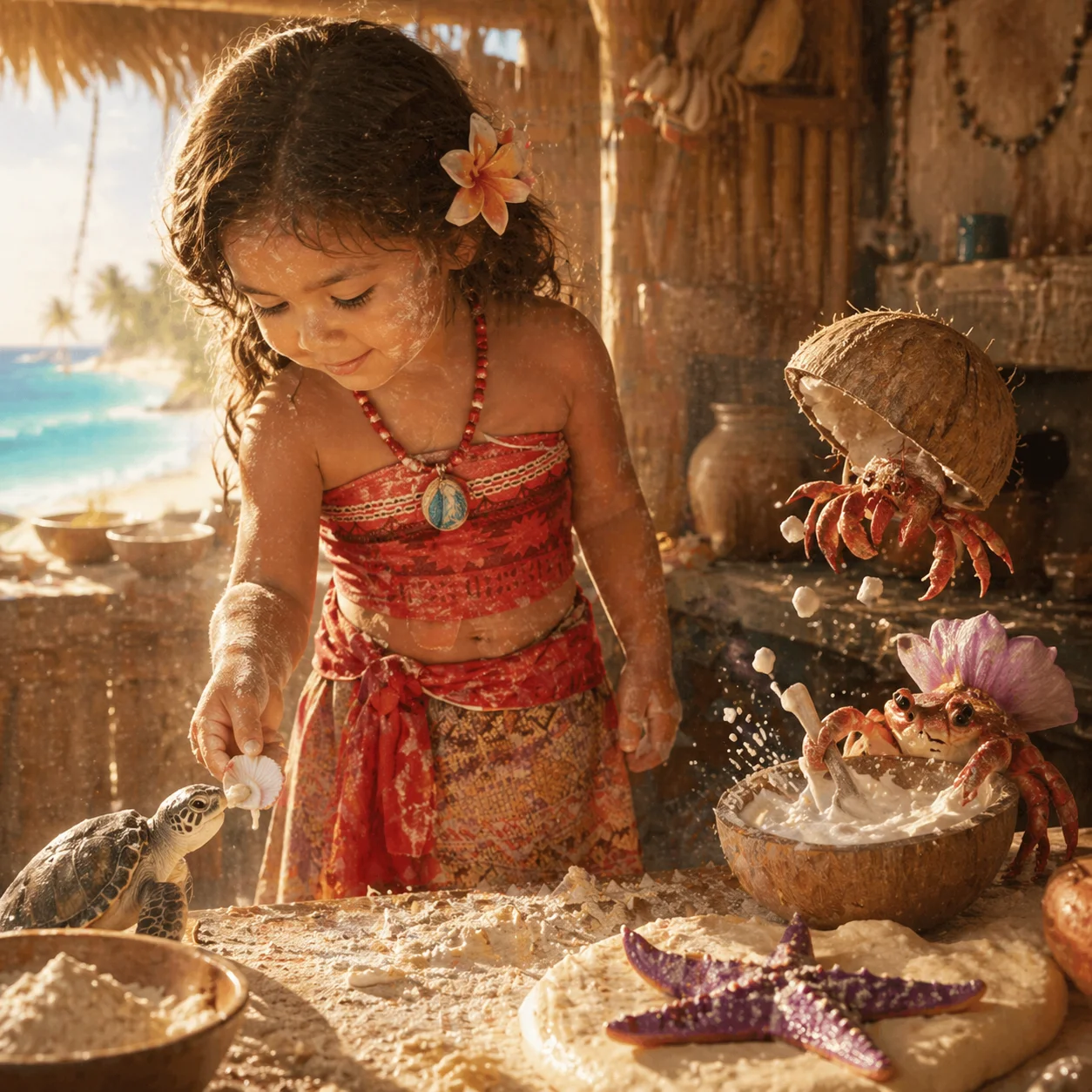 Ensemble robe de princesse Moana avec collier et perruque pour filles, tenue de cosplay pour fête d'anniversaire, plage, carnaval, enfants de 2 à 8 ans