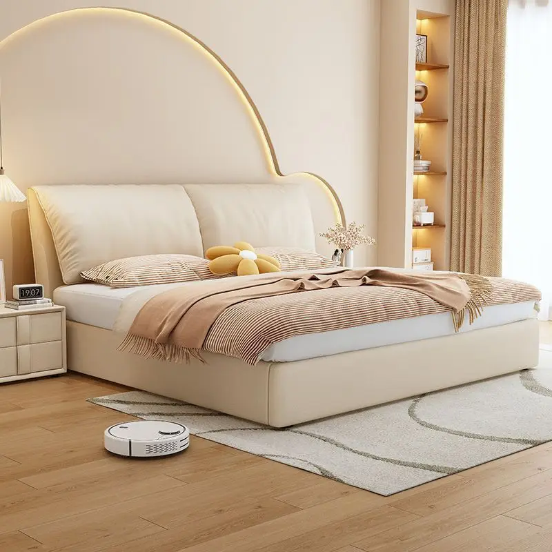 Factory Direct 2026 Top RatedCama de tela tecnológica de 1,5 metros, dormitorio principal simple y moderno, doble, bolsa suave d
