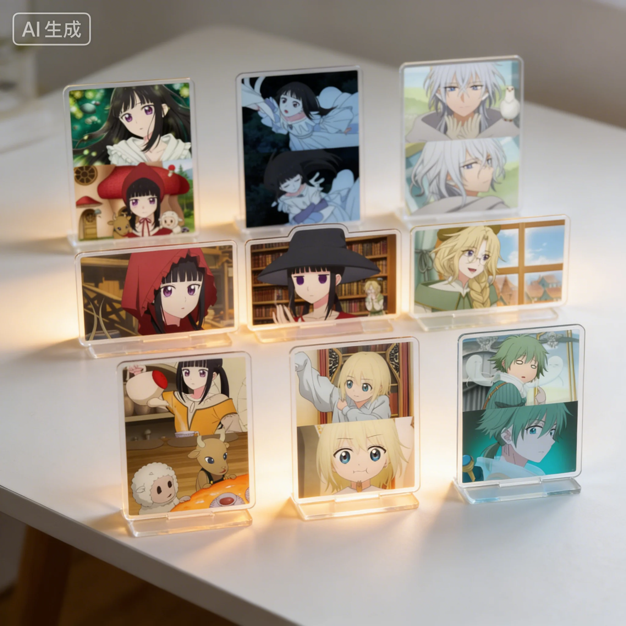 Anime Champignon Witch Minos Merino Luna rectangle Acrylic standing sign board Keychains Bedroom decoration Fans Gifts