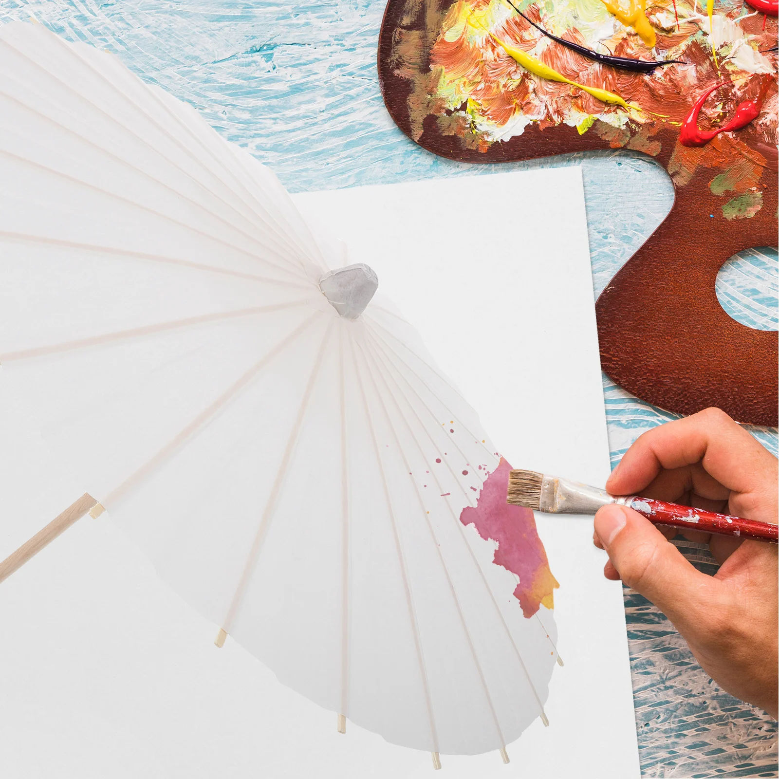 2 قطعة مظلة ورقية زيتية صغيرة للأطفال يدويا فارغة دهان داي الحرفية المظلة الزخرفية المظلات الصغيرة هدايا الحفلات