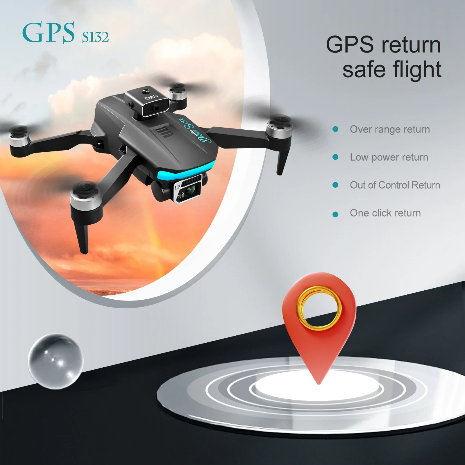 2024 New S132 Mini Drone GPS 8K Dual Camera HD Obstacle Avoidance Brushless Motor RC Helicopter Professional Quadcopter Dron Toy