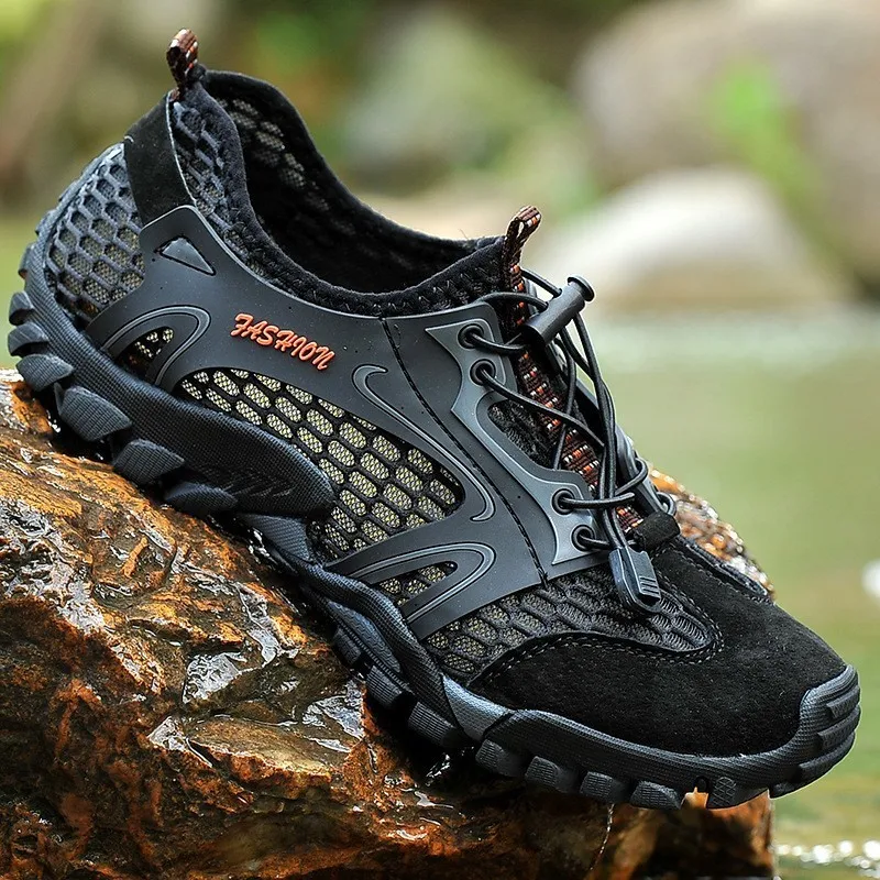 Sepatu Hiking musim panas untuk pria bernapas Non Slip Hiking sepatu Trekking pria Mesh Trekking mendaki sepatu taktis sepatu Air Aqua