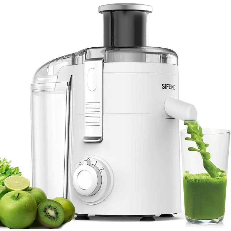 

OUIO Compact Centrifugal Juicer, Vegetable and Fruit Juicer, Three Speed Settings, BPA Free, Easy to Clean.