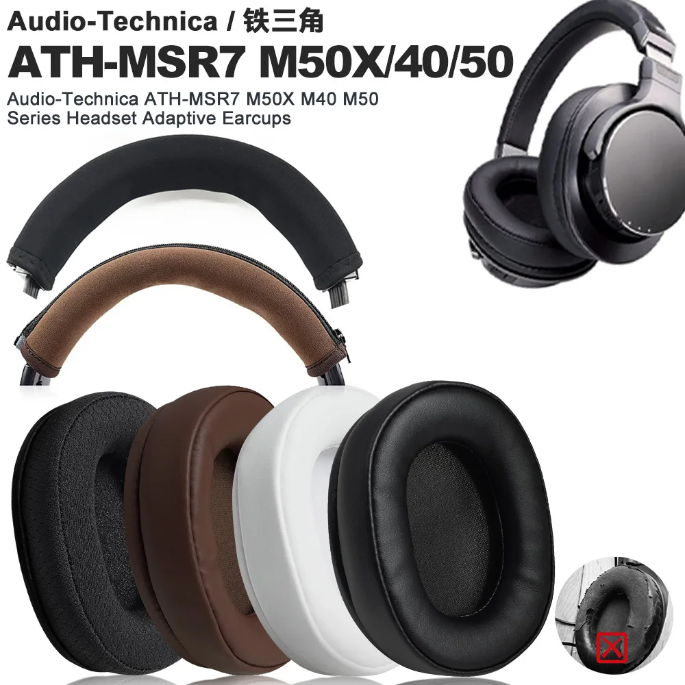 Replacement for Audio-Technica ATH-MSR7 M50X M40  Headband Ear Pads Earphone Cushions Headphones Protein Leather Earmuff