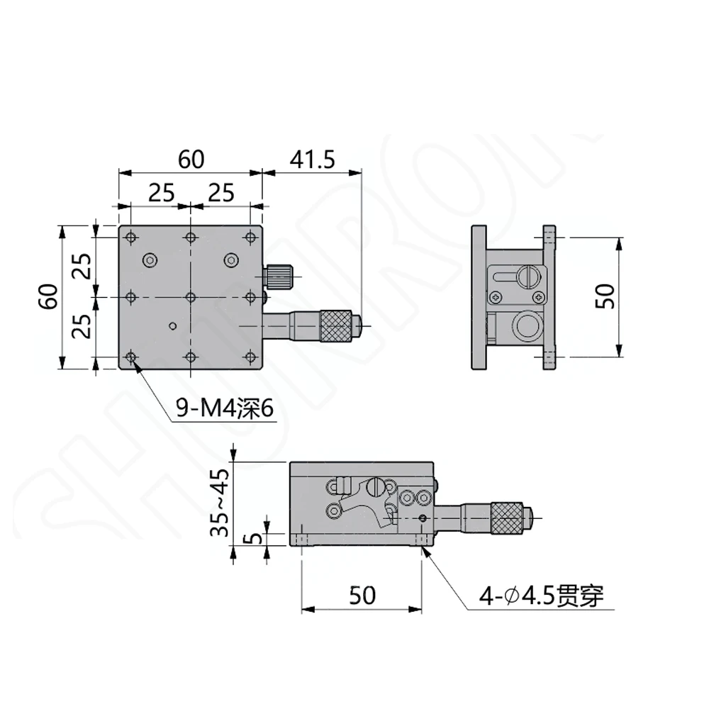 Asse Z spostamento ottico Mobile piattaforma di regolazione Fine ascensori regolabili in altezza tavolo scorrevole palco 60 x6 0mm stazione di