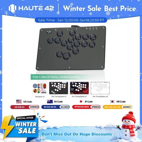 Alta42 FightStick Joystick Arcade Hitbox botón llanta controlador sin palanca para PC/PS4/PS5/Control de interruptor controlador de palo Arcade