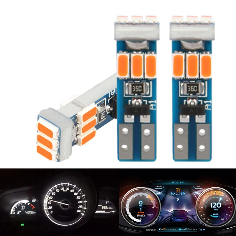 KEVANLY 10pcs T5 W3W LED Bulbs Canbus Dashboard Warming 9SMD 3014 Car Interior Lights Indicator Wedge Auto Instrument Lamp 12V