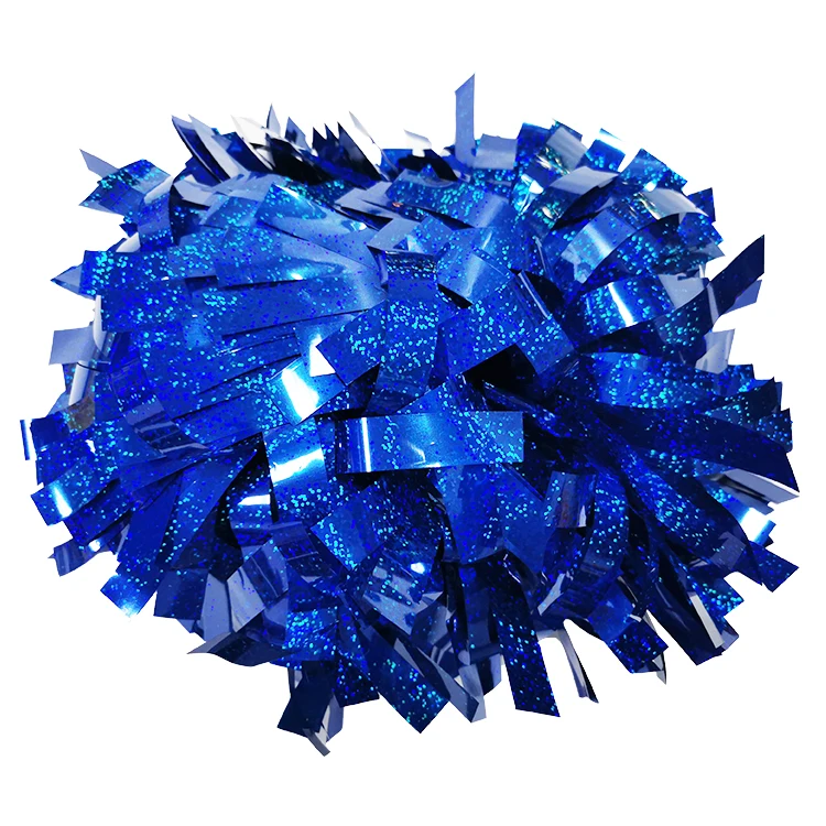 

30pcs Custom Design Shiny Material Price Cheerleading Pom Poms Wholesale Cheer Blue 6 Inch Poms