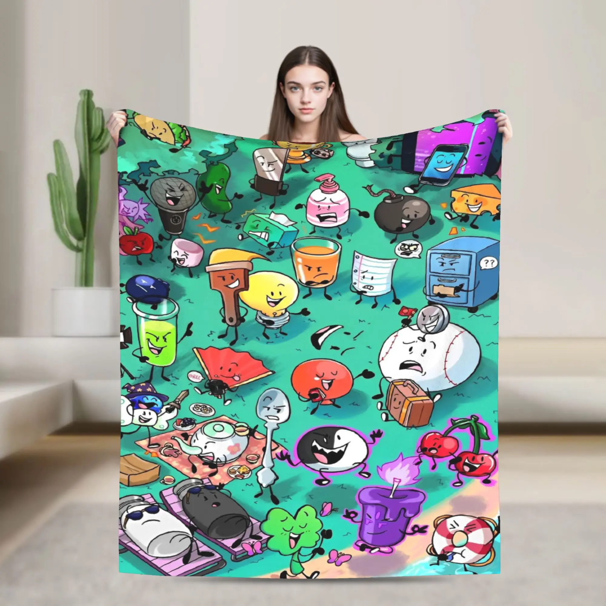 

Cartoon Blanket Bfdi Flannel Funny Warm Throw Blanket for Coverlet Spring Autumn