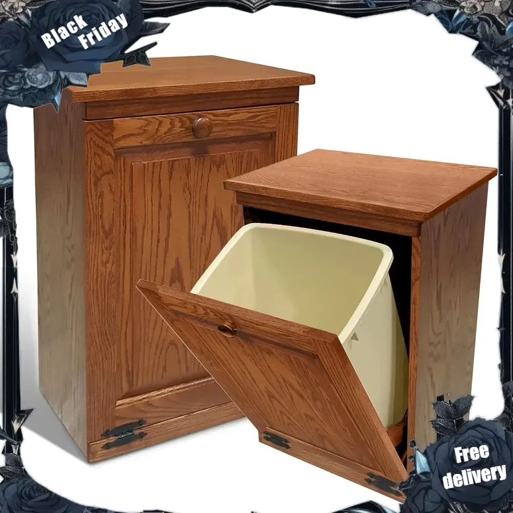 

Tilt Out Trash Cabinet- Amish Handcrafted Wooden Pull Out Cabinet, Decorative Trash Bin Cabinet for Kitchen