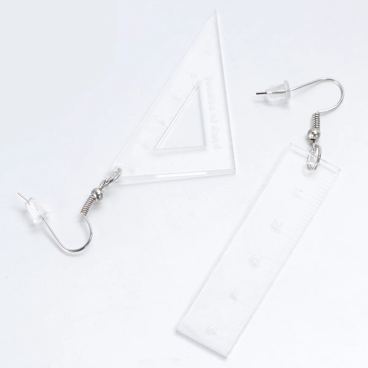 

1Pair Transparent Triangular Ruler Earrings Creative Design for Christmas Party Women Gift Jewelry Ruler Earrings