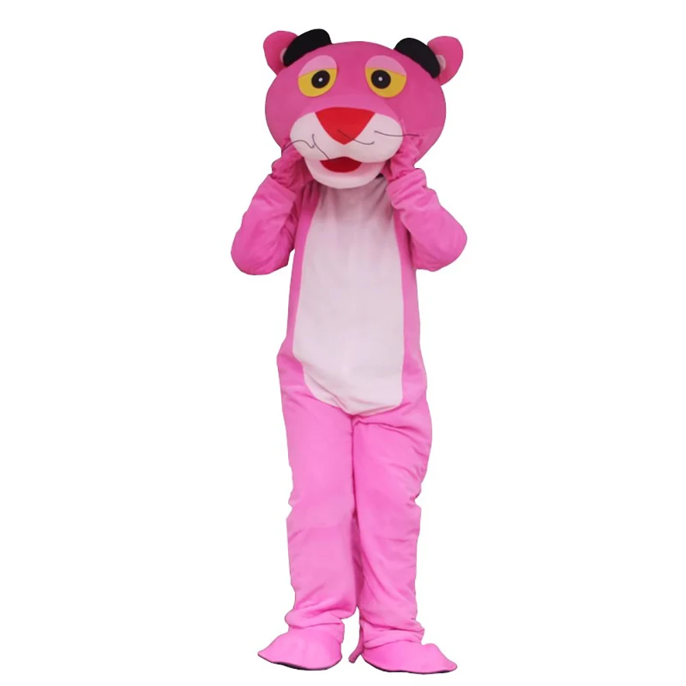 Rosa Leoparden-Cartoon-Maskottchen-Kostüm für Erwachsene, Werbung, Zeremonie, Geburtstag, Halloween, Kostümparty, Karneval, Cosplay-Outfits