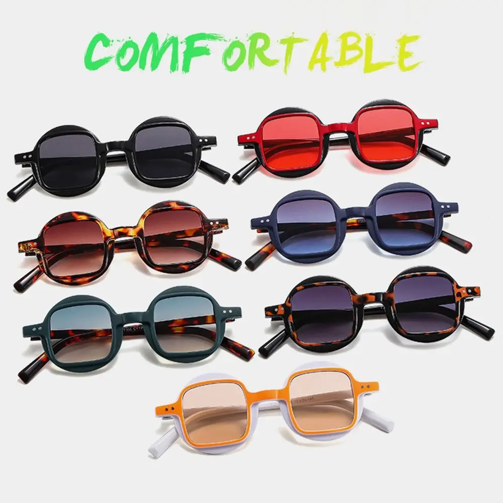 Color Matching Round Frame Square Lens Sunglasses UV400 Protection Y2K Hip-Hop Shades Punk Street Shooting Eyewear