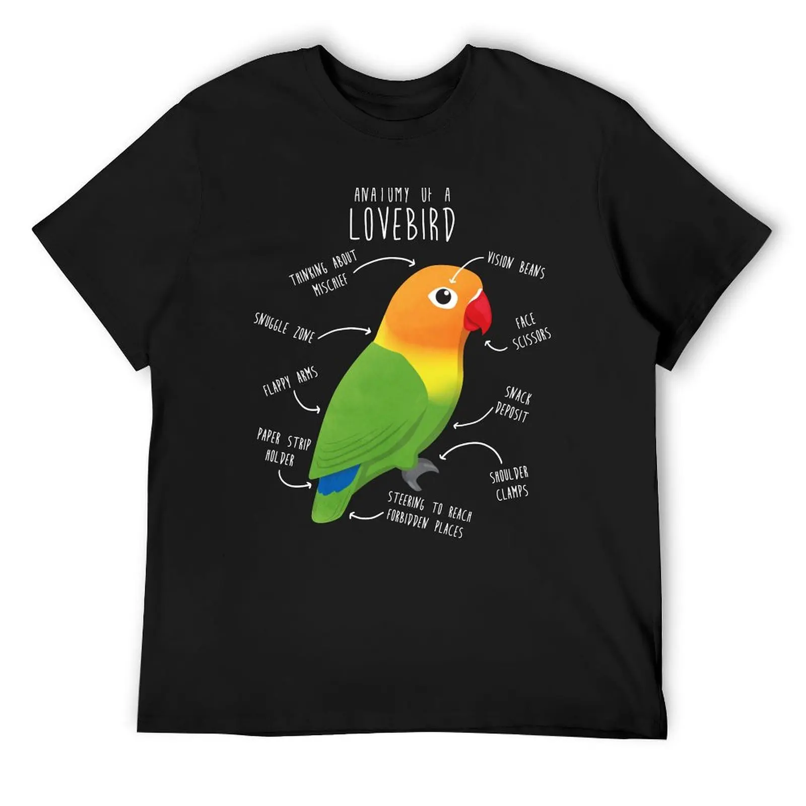 Fischer's Lovebird Parrot Anatomy T-Shirt shirts graphic tees vintage anime shirt baggy shirts fruit of the loom mens t shirts