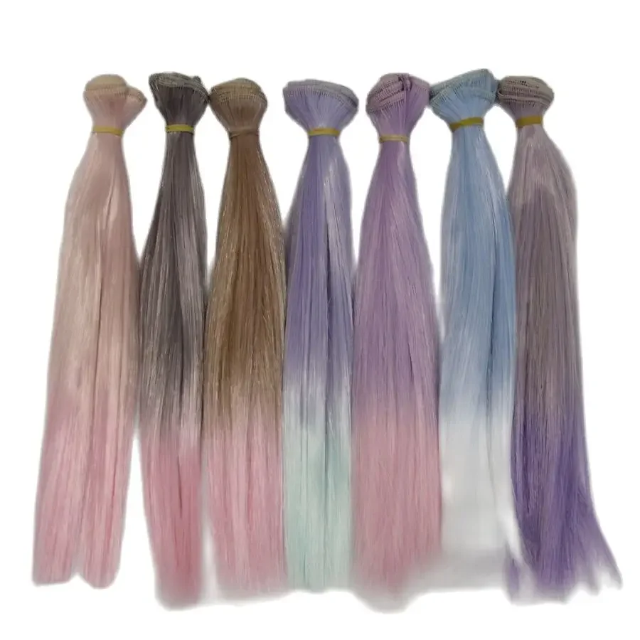 Wholesale BJD Wig Accessories 1 piece 25*100CM Baby Hair For 18 Inch American Doll Natural Gradient Color Diy Doll Hair Wig