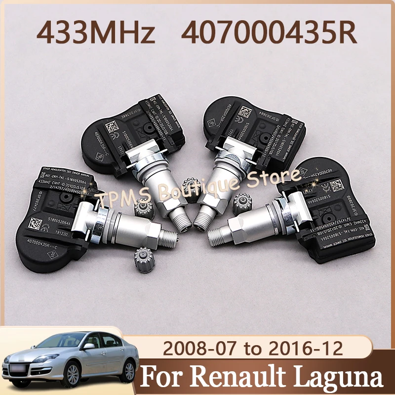 

4pcs 433MHz 407000435R 407001859R TPMS Sensor Tire Pressure Monitor System For Renault Laguna Fluence Latitude Megane Scenic Zoe