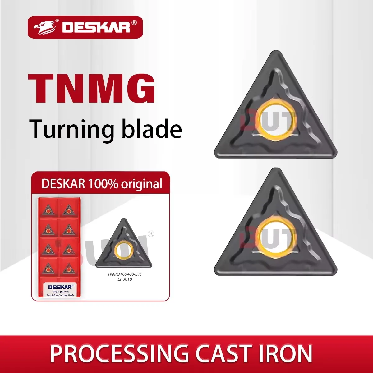 

DESKAR 100% оригинальное токарное лезвие с ЧПУ TNMG160408-DK LF3018, твердосплавная вставка, треугольный чугун, свинья, железо, внешний круг, токарный станок, инструмент