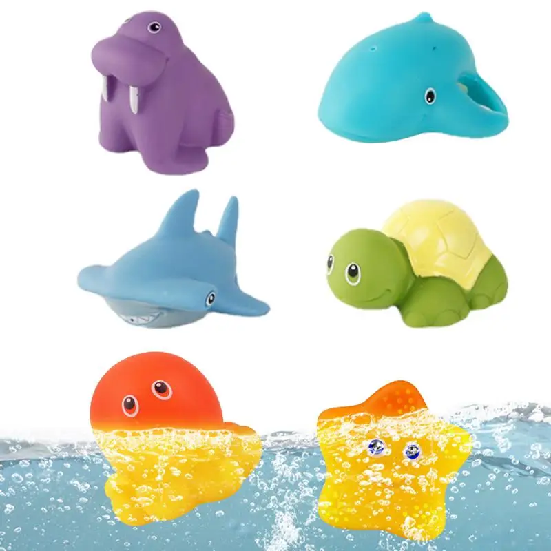 

Baby Bath Toys Finding Float Spray Water Squeeze Toys Soft Rubber Bathroom Play Animals Children Bath Tub Toy Gifts